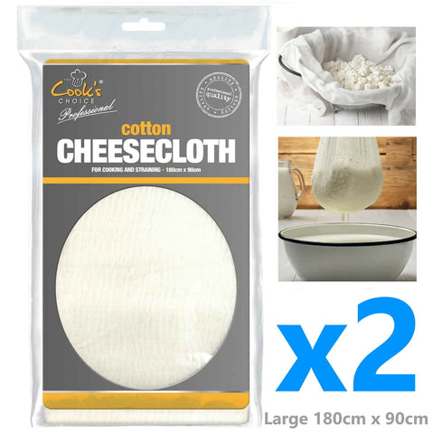 2 x 100% Cotton Cheese Cloth 180cm X 90cm Muslin Strain Drain Straining Steaming