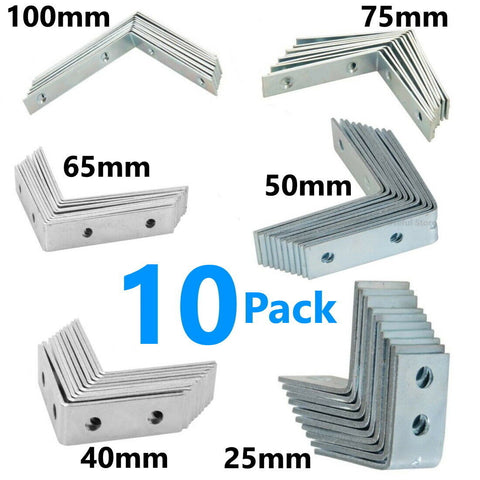 10x Corner Braces Right Angle L Shape Plate Fence Shelf Repair Brace Brackets