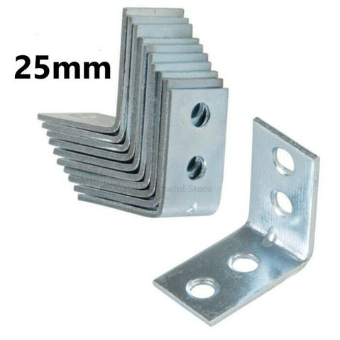 10x 25mm Corner Braces Right Angle L Shape Plate Fence Shelf Repair Brackets