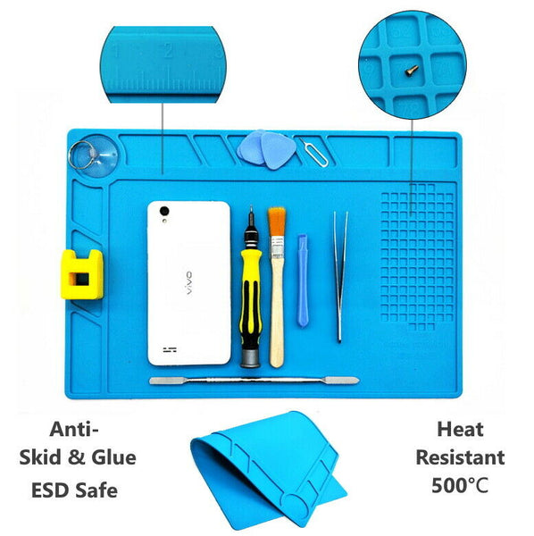 ESD Safe Anti Skid Glue Silicone Mat Soldering Repair Phone Heat Resistant 500℃