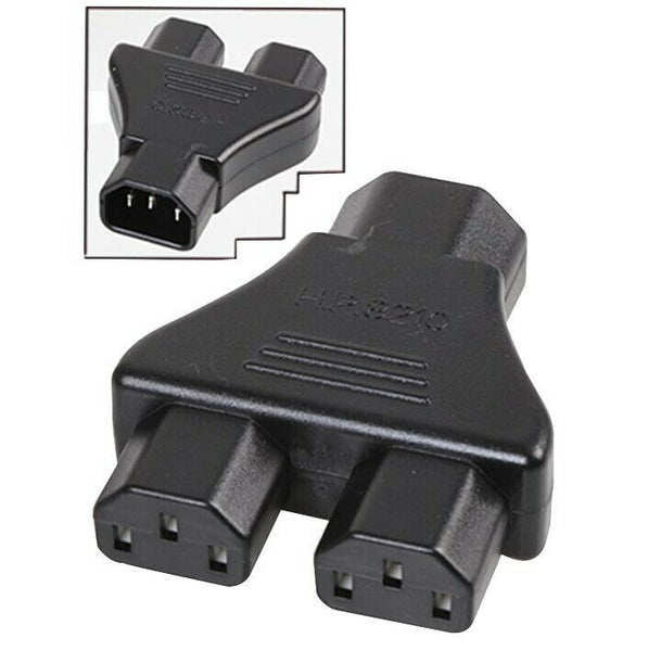 IEC Power Y Splitter C14 to 2 x C13 Kettle Lead Adaptor PC Monitor PSU 10A, 240V