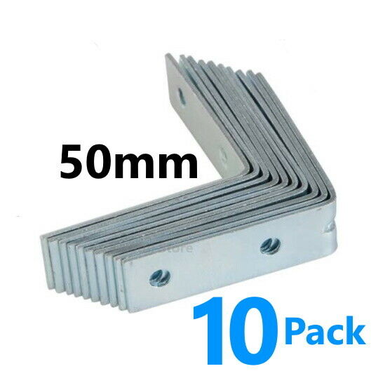 10x 50mm Corner Braces Right Angle L Shape Plate Fence Shelf Repair Brackets