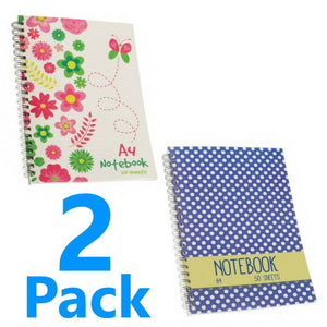 2x A4 A5 Spiral Bound Notepad Book Lined School Office Jotter Pad Work Shopping