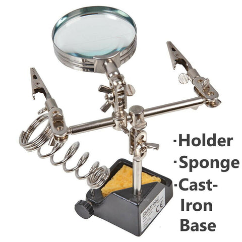 Helping Third Hand Soldering Clips Magnifier Glass Clamps Station Stand Holder