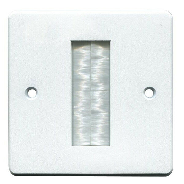 Brush Faceplate for Cable Exit Wall Outlet Single 1 Gang Cable Tidy Plate White