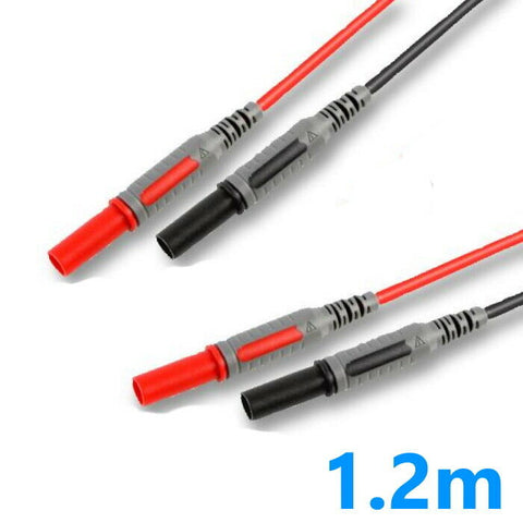 10A 4mm Banana Plug to Plug Test Lead Set 1.2m Red Black