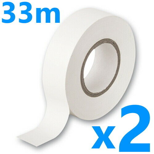 2 x Insulation Tape Roll Large PVC Electrical 19mm x 33m White