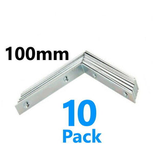 10x 100mm Corner Braces Right Angle L Shape Plate Fence Shelf Repair Brackets