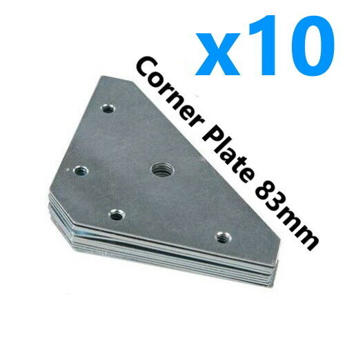 10x 83mm Steel Mending Fixing Plate Flat Brackets Corner Repair Braces Joining