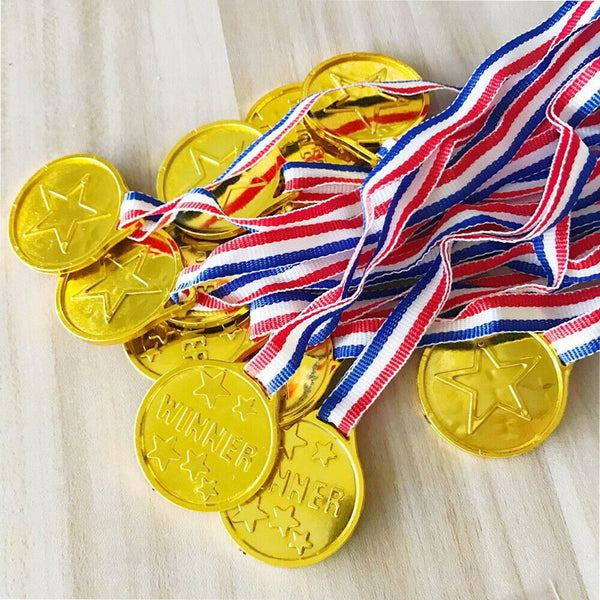 6 Gold Winners MEDAL Olympic Kids Medals Ideal Party Bag Filler SPORTS DAY