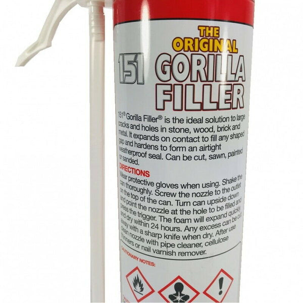 Gorilla Expanding Foam Multi Purpose Glue Draught Sealer Waterproof Gap Filler