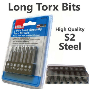 Long Security Torx Bit Set Tox Bit Set with Hole Drill Driver T Bits Star Torx