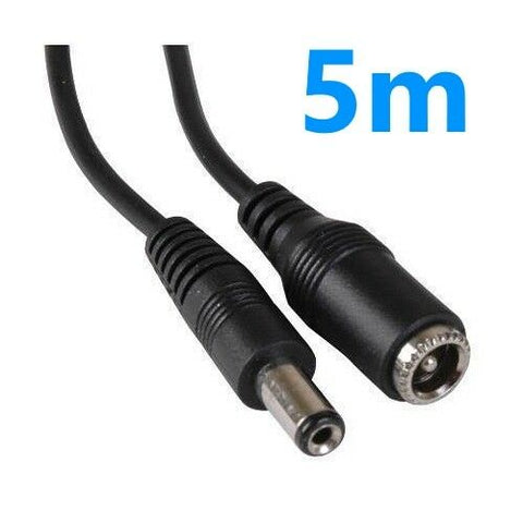 5m DC Power Extension Cable/Lead -CCTV Camera DVR-Plug to Socket 5.5mm x 2.1mm