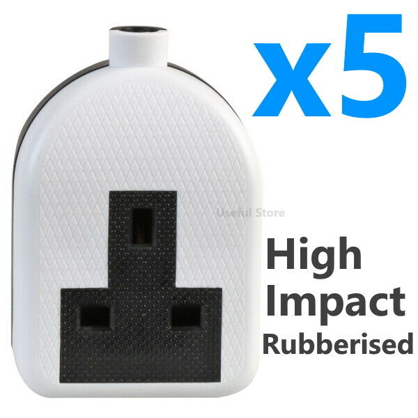 5x 13 AMP 1 Gang Rubberised Socket 13A Mains Extension Electric Trailing White