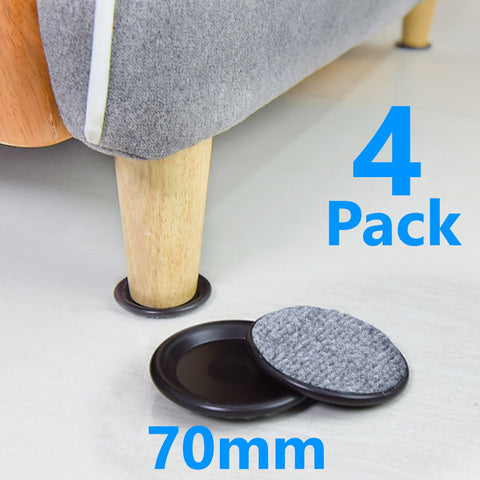 4 x Large 70mm Black Padded Castor Cups Floor Carpet Chair Furniture Protectors